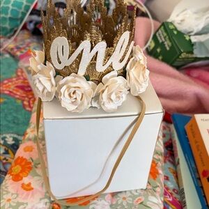 Gold and White Crown with Roses